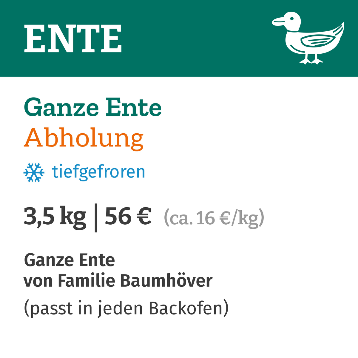 Weihnachtsente Abholung am 18.12+19.12