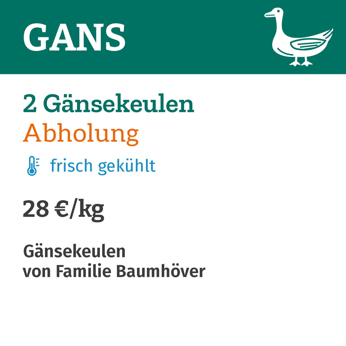 2 Gänsekeulen Abholung am 4.12+5.12